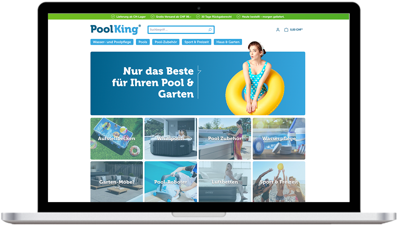 Laptop mit PoolKing Website
