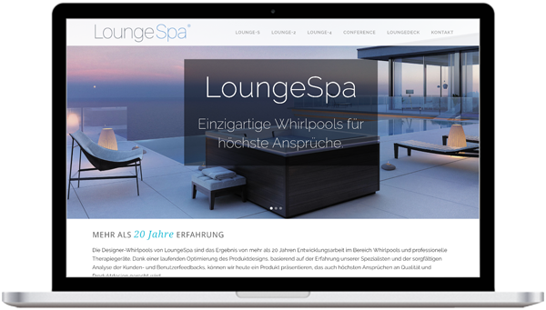 Laptop mit LoungeSpa Website