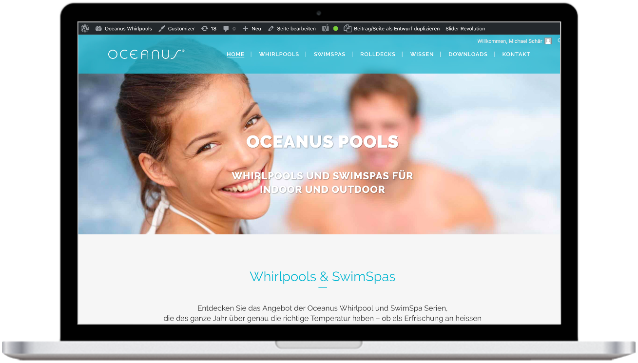 Laptop mit Oceanus Website